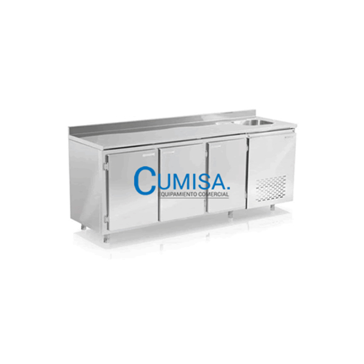 Bajo mostrador 3 puertas refrigerador inox Gelopar